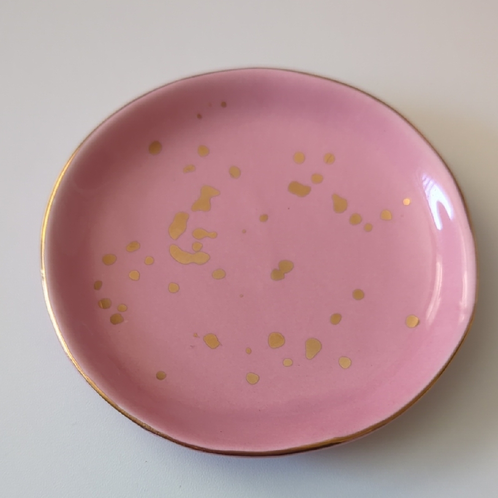 Pink Gold Speckled Jewelry Ring Dish